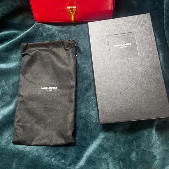 Saint Laurent red long wallet  Black Dust Bag and Box. **AUTHENTIC** - Picture 14 of 14